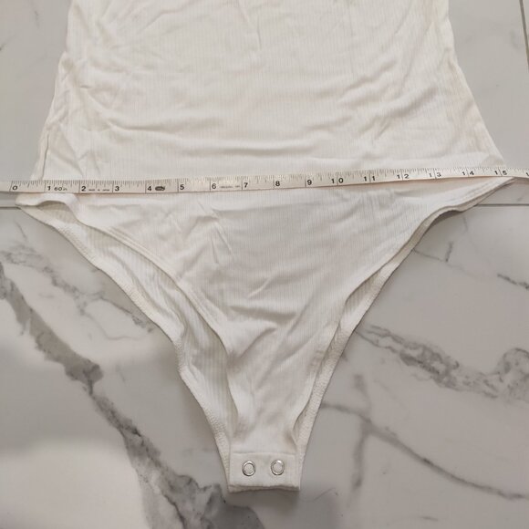 NWT Wild Fable Women's Medium Bodysuit White Square Neck Spaghetti Strap - Picture 6 of 9